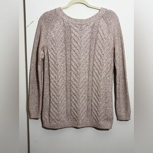 Talbots Marled Beige Chevron Cable Knit Crewneck Sweater Size XS